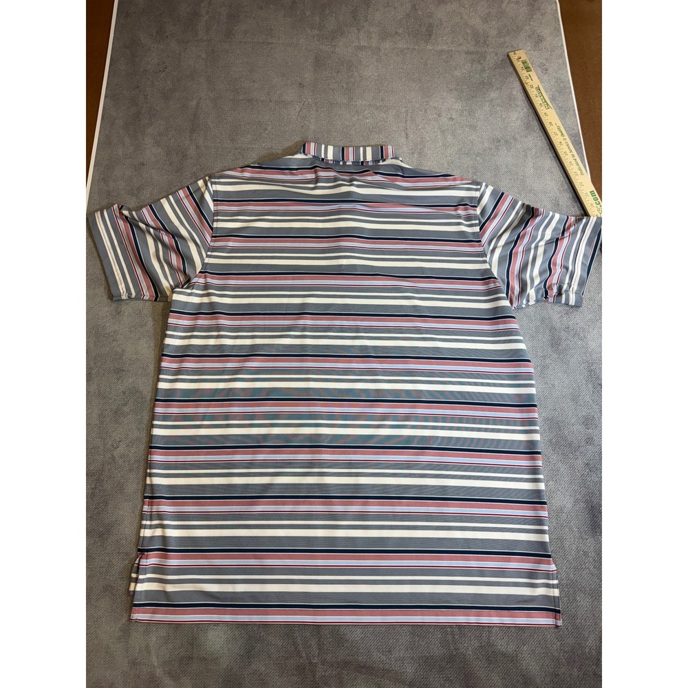 Peter Millar Summer Comfort Mens XL Striped Golf Polo Shirt Blue Red White - Picture 2 of 5